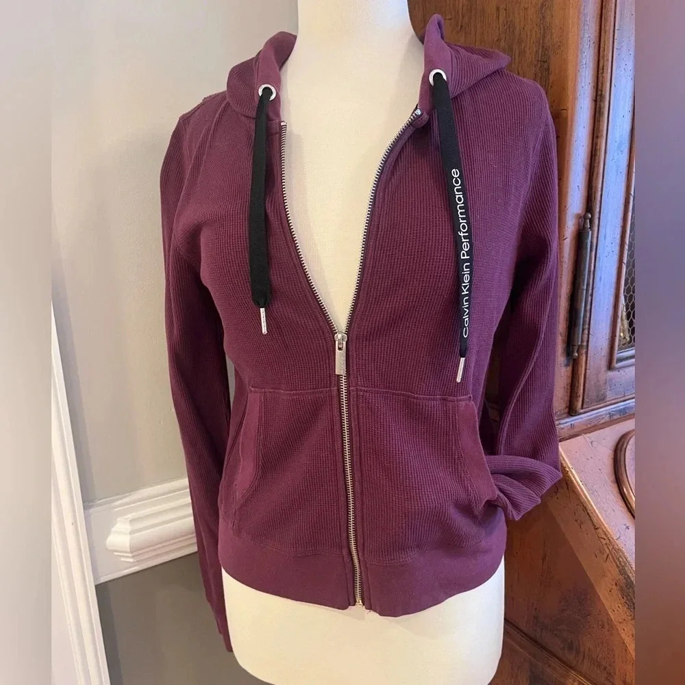 CALVIN KLEIN PERFORMANCE Cotton Blend Waffle Jacket - Picture 4 of 7